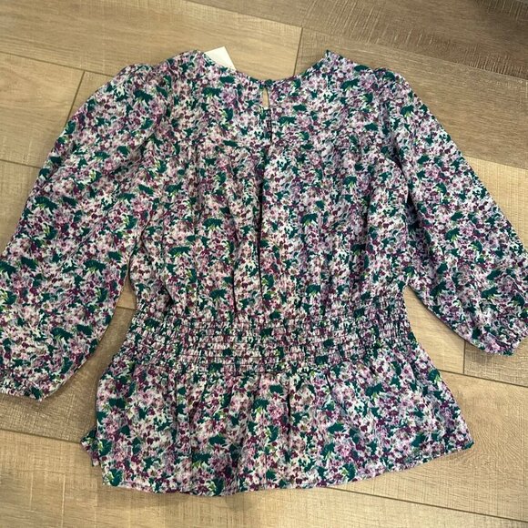 PLEIONE WOMENS MEDIUM FLORAL PURPLE BLOUSE NEW WITH TAG - Picture 10 of 10